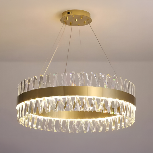 CASERTA LED luster s diaľkovým ovládaním, 54W, stmievateľný, priemer 50 cm, zlatý