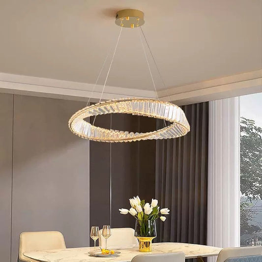LED luster s diaľkovým ovládaním a krištáľovým LUIGI, 35W, studené/teplé/neutrálne svetlo, stmievateľné, zlaté