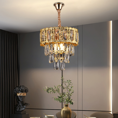 Krištáľový luster BELVEDERE Petito 3xE14, Priemer 30cm, Lesklý zlatý, Nastaviteľná výška