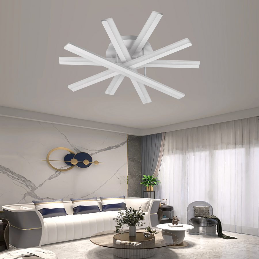 LED luster s diaľkovým ovládaním, 67W, studené/teplé/neutrálne svetlo, stmievateľné, biela