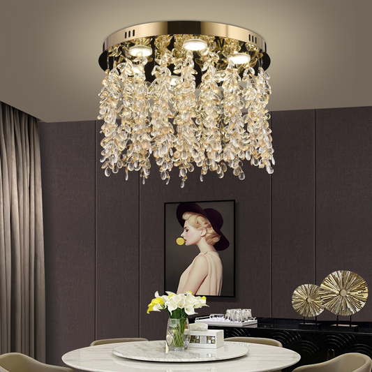 Krištáľový LED luster LLC213/550GD okrúhly, 30W, studené/teplé/neutrálne svetlo, kryštály, lesklé zlato