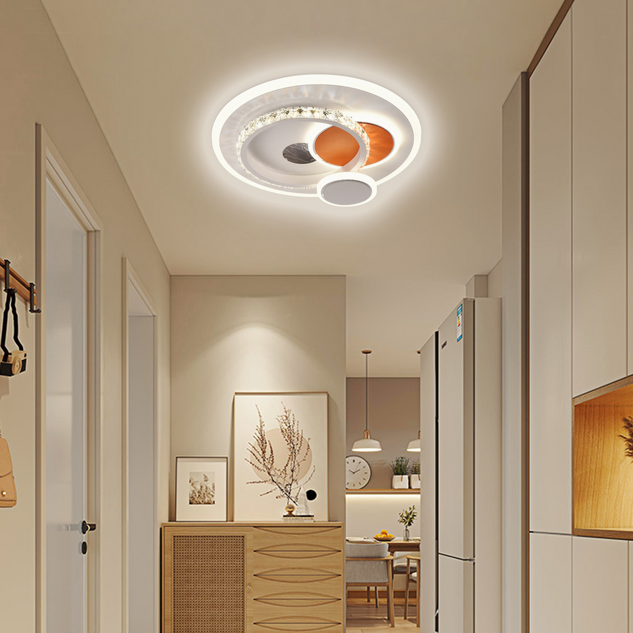 LED luster s kryštálom HELIOX, 45W, 4 kruhy, studené/teplé/neutrálne svetlo, biela