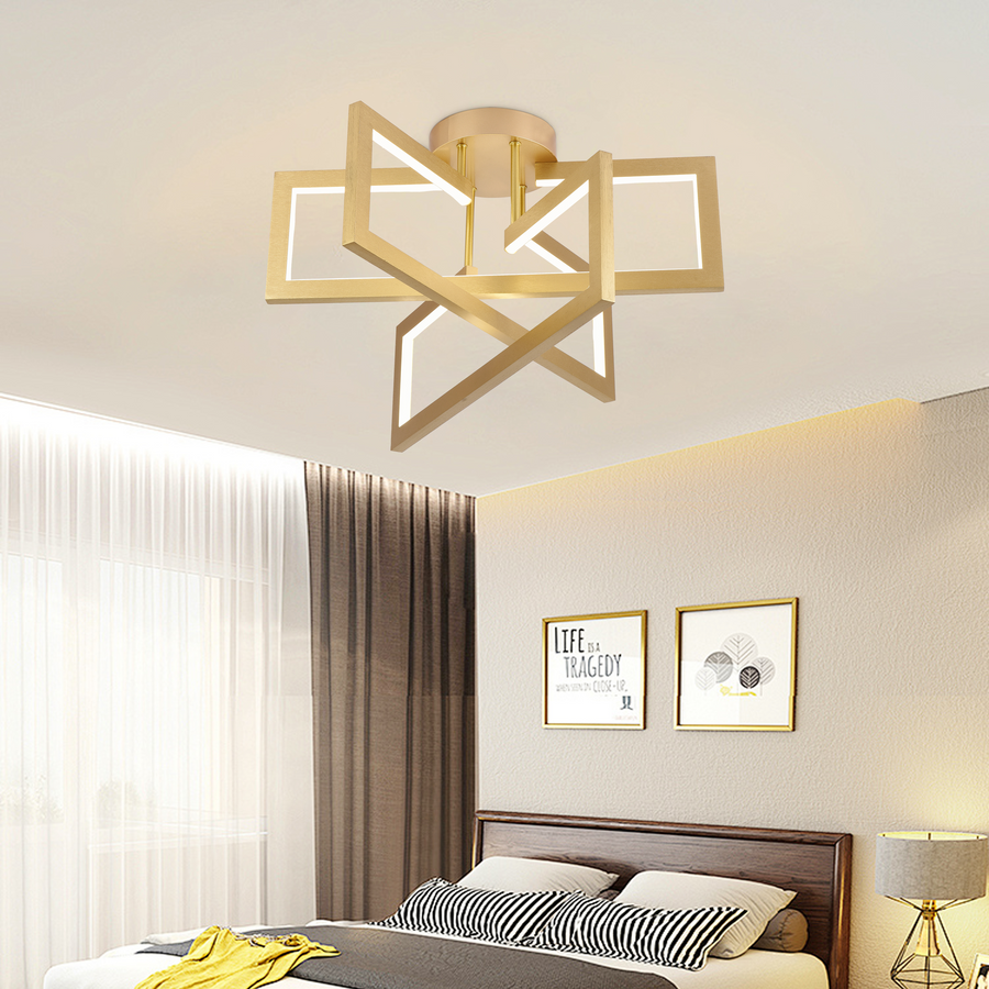 LED luster s diaľkovým ovládaním 73W, 3 prvky, studené/teplé/neutrálne svetlo, stmievateľné, zlaté