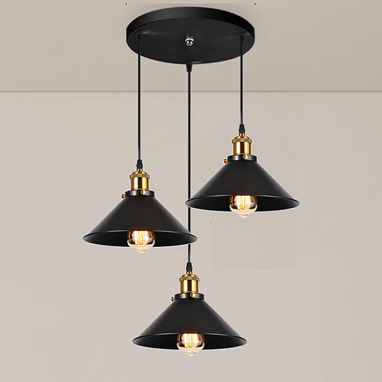 Závesný luster, LV210/3R, 3xE27, čierny, kov a drôt, nastaviteľná výška Vintage lustre Predvolený názov Alessandro Design