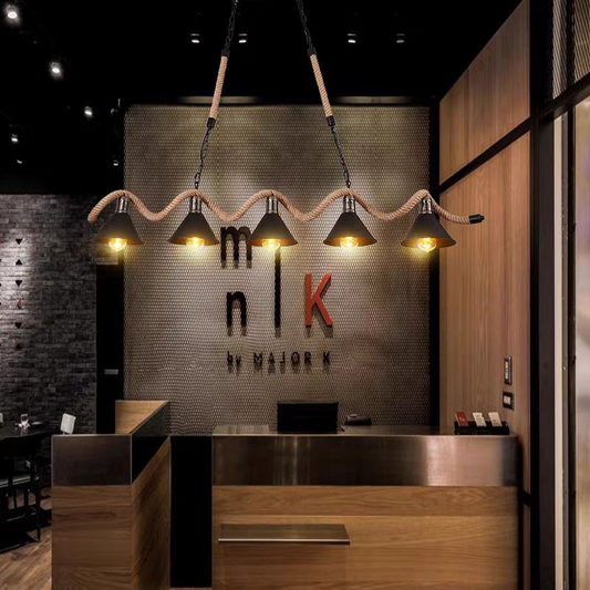 Lustrage Lust, 5*E27, hnedý, kov a povraz