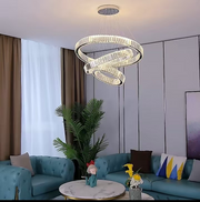 Lulus Led Prism Luminis, Crystal and Metal, 4 kruhy, smoiera, nastaviteľná výška, studené/teplé/neutrálne svetlo, luxusné osvetlenie
