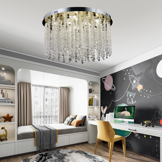 Krištáľový LED luster LLC215/400WH okrúhly, 22W, studené/teplé/neutrálne svetlo, krištáľ, zlatý
