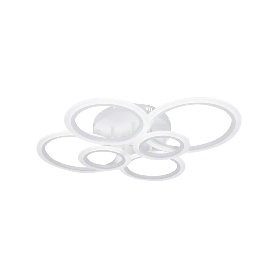 LED luster s diaľkovým ovládaním BETTY 82W, 6 kruhov, studené/teplé/neutrálne svetlo, stmievateľné, biela