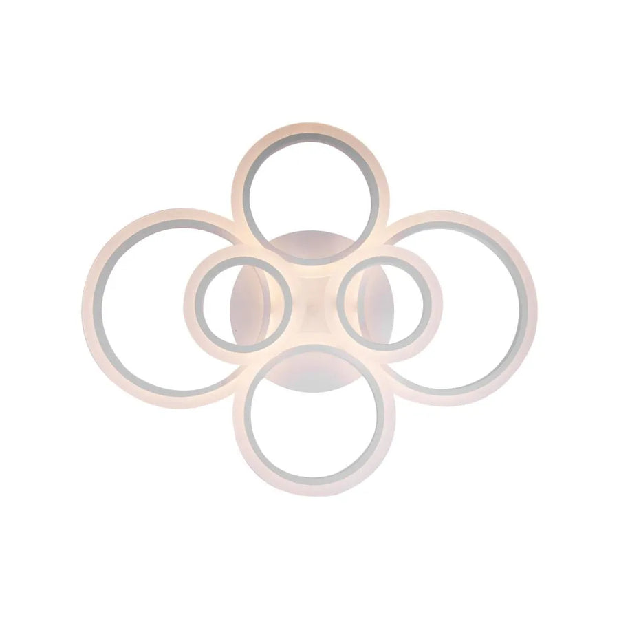 LED luster s diaľkovým ovládaním BETTY 82W, 6 kruhov, studené/teplé/neutrálne svetlo, stmievateľné, biela