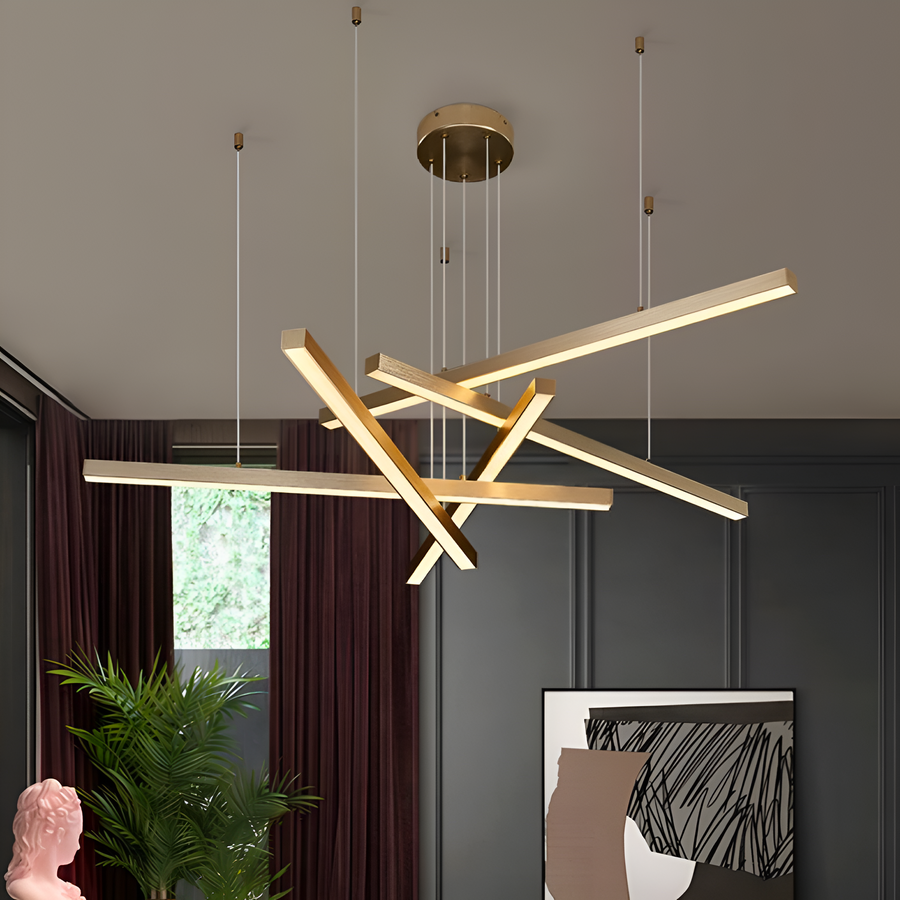 Závesný LED luster s diaľkovým ovládaním GINEVRA 31W, 5 prvkov, studené/teplé/neutrálne svetlo, zlatá