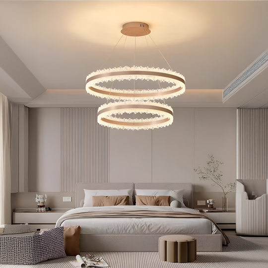 Závesný LED luster s diaľkovým ovládaním NIVALIS Duo 127W, kruhy 60x80cm, studené/teplé/neutrálne svetlo, stmievateľné, výškovo nastaviteľné, zlaté LED luster s diaľkovým ovládaním Predvolený názov Alessandro Design
