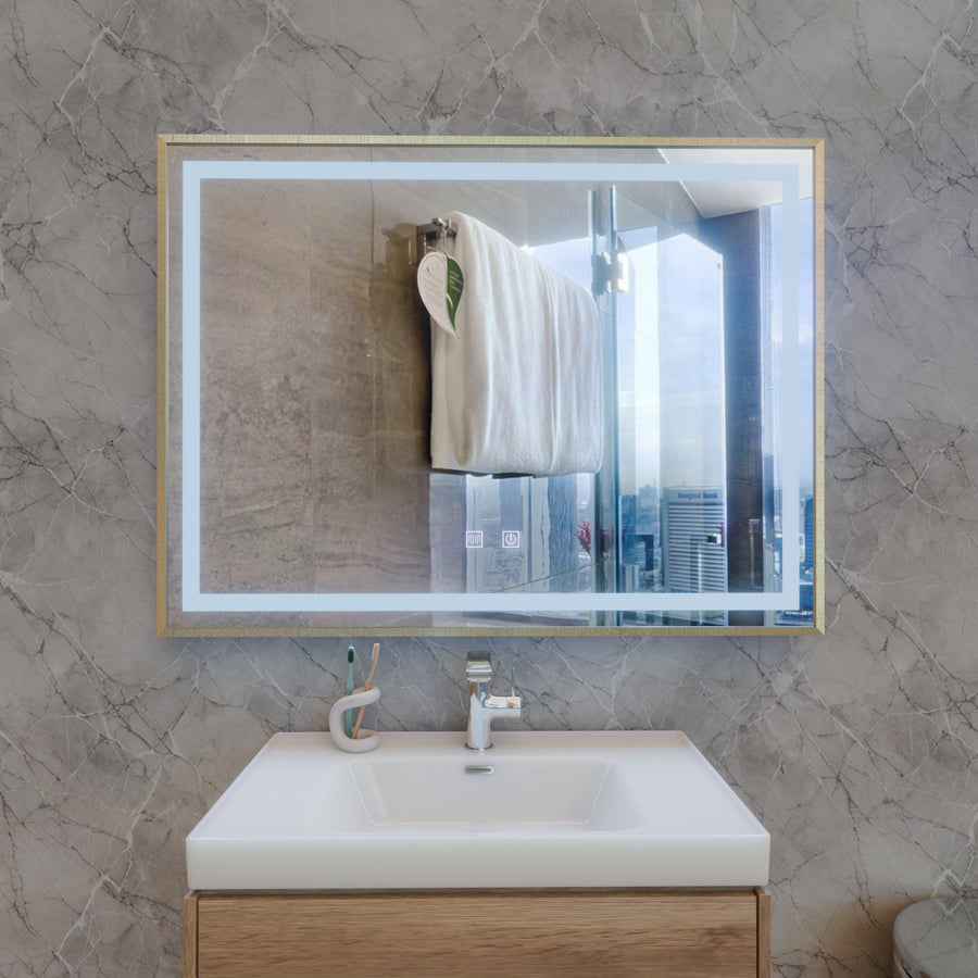 LED Touch Kariri Mirror, 80x60 cm, funkcia odmrazovania, rám s brúsenými ružami