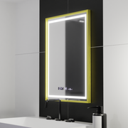 Obdĺžnikové LED zrkadlo 50x70cm Verite Royale Gold Motion Glow Marcello Smoteble Clock Defosting System