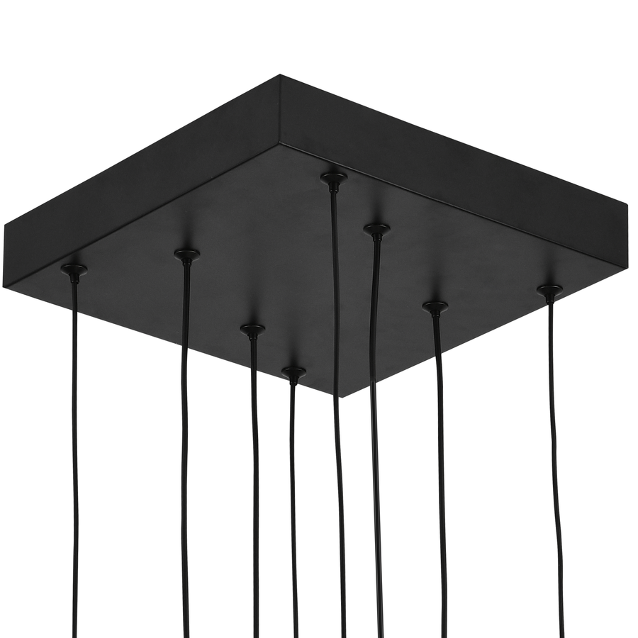 LED luster s diaľkovým ovládaním, Závesný 98W, 4 prvky, Studené/Teplé/Neutrálne svetlo, Stmievateľné, Nastaviteľná výška, Čierny