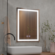 Zrkadlové LED obdĺžnikový obdĺžnik 50x70cm vo vnútri postihnutia dotykového systému