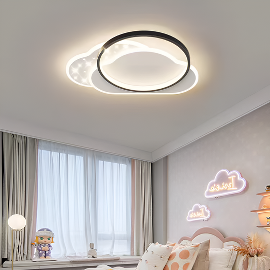 LED luster s diaľkovým ovládaním NUVIA 72W, Cloud, Studené/Teplé/Neutrálne svetlo, Stmievateľné, Čiernobiely