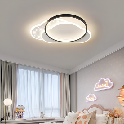 LED luster s diaľkovým ovládaním NUVIA 72W, Cloud, Studené/Teplé/Neutrálne svetlo, Stmievateľné, Čiernobiely