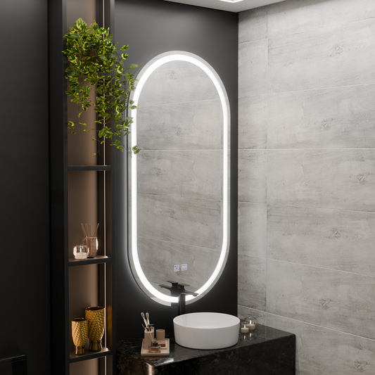 Oválne LED zrkadlo, 50x100cm, Velara Touch, Demister System, Stmievateľné