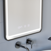 LED Touch Gerhard Mirror Defrition System, Clock and TEPELE 60x80 cm Čierny kefový rámec