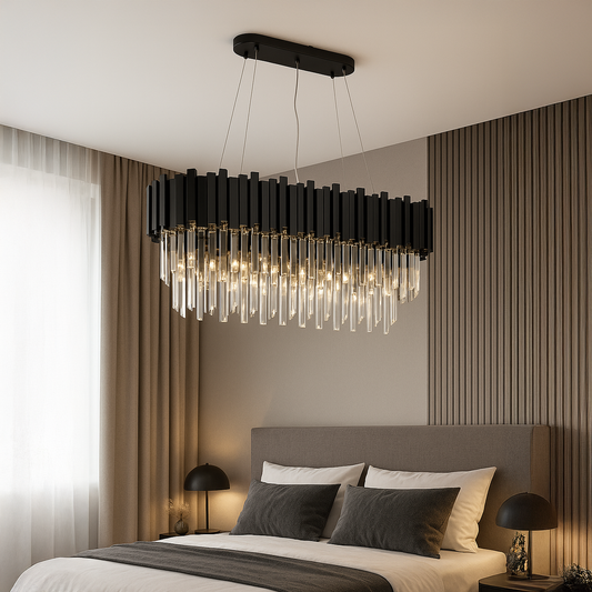 Krištáľový luster BLOIS Eleganza 10xE14, priemer 75cm, čierny, nastaviteľná výška
