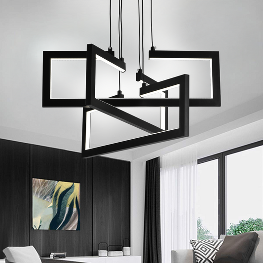 LED luster s diaľkovým ovládaním, Závesný 73W, 3 prvky, Studené/Teplé/Neutrálne svetlo, Stmievateľné, Nastaviteľná výška, Čierny