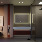 Zrkadlo LED obdĺžnikový obdĺžnik 120x80cm Vérité Motionglow Marcello, deaktivujúci systém, teplomer a hodiny, daimable