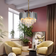 Crystal Luster Blois eleganza 8xe14, priemer 49 cm, striebro, nastaviteľná výška