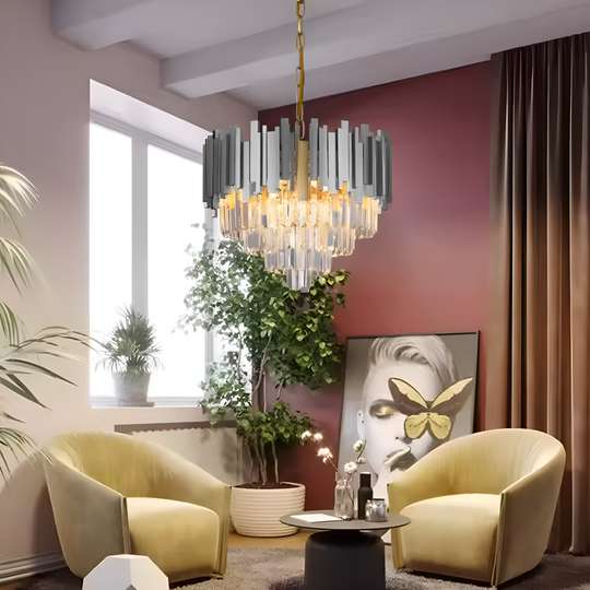 Krištáľový luster BLOIS Eleganza 8xE14, Priemer 50 cm, Strieborný, Nastaviteľná výška Krištáľové lustre Predvolený názov Alessandro Design