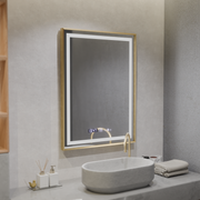 Zrkadlo LED obdĺžnikový 60x80cm Verite Royale Gold Motionglow Marcello Smoteble Clock Defosting System