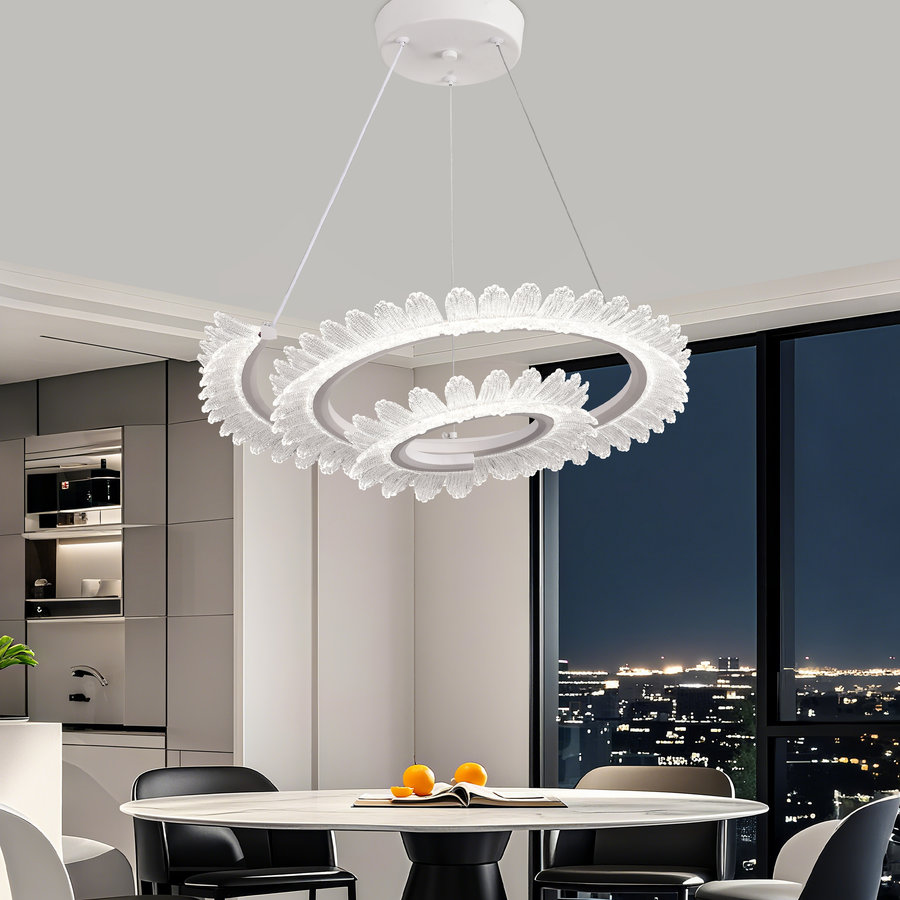 Lulus Led Prism Luminis, Crystal and Metal, 4 kruhy, smoiera, nastaviteľná výška, studené/teplé/neutrálne svetlo, luxusné osvetlenie