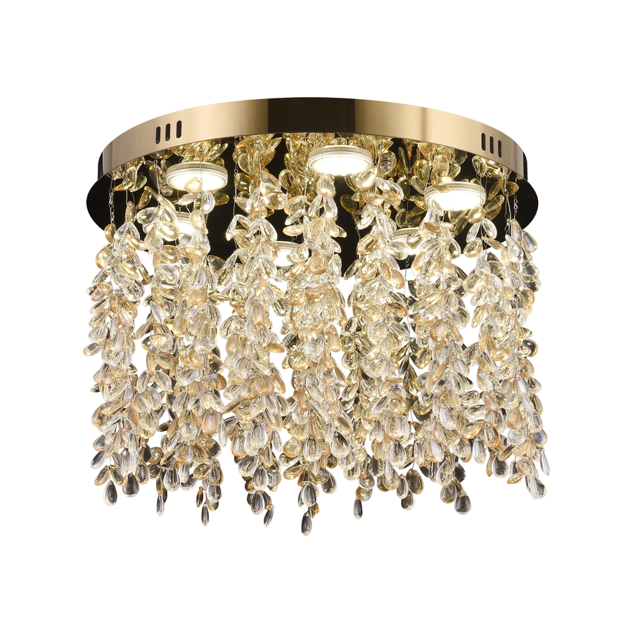 Krištáľový LED luster LLC213/400GD okrúhly, 22W, studené/teplé/neutrálne svetlo, krištáľ, zlatý