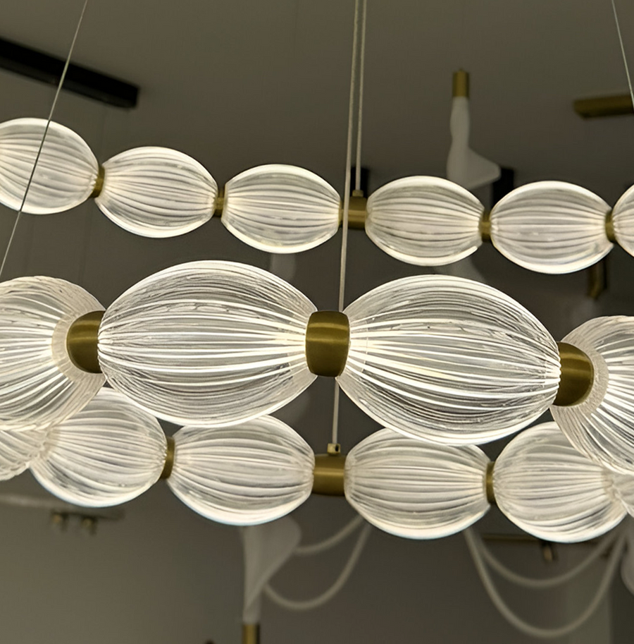 Závesný LED luster s diaľkovým ovládaním FAUSTO, 84W, studené/teplé/neutrálne svetlo, stmievateľný, výškovo nastaviteľný, zlatý