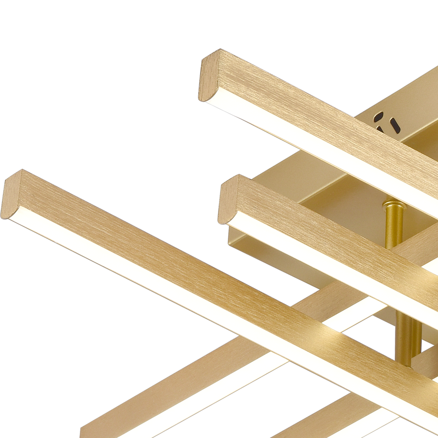 LED luster s diaľkovým ovládaním LINEX, 83W, svetlo 3000K/4000K/6000K, stmievateľný, zlatý
