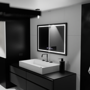 Obdĺžnikové LED zrkadlo, 120x80cm, Verite Majeste Noir Motion Glow Marcello, Demister System, Hodiny & Teplomer, Stmievateľné