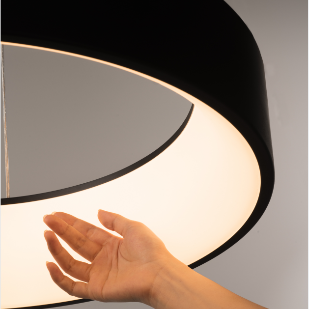 Závesný LED luster s diaľkovým ovládaním CHIARA, 74W, studené/teplé/neutrálne svetlo, stmievateľné, čierny