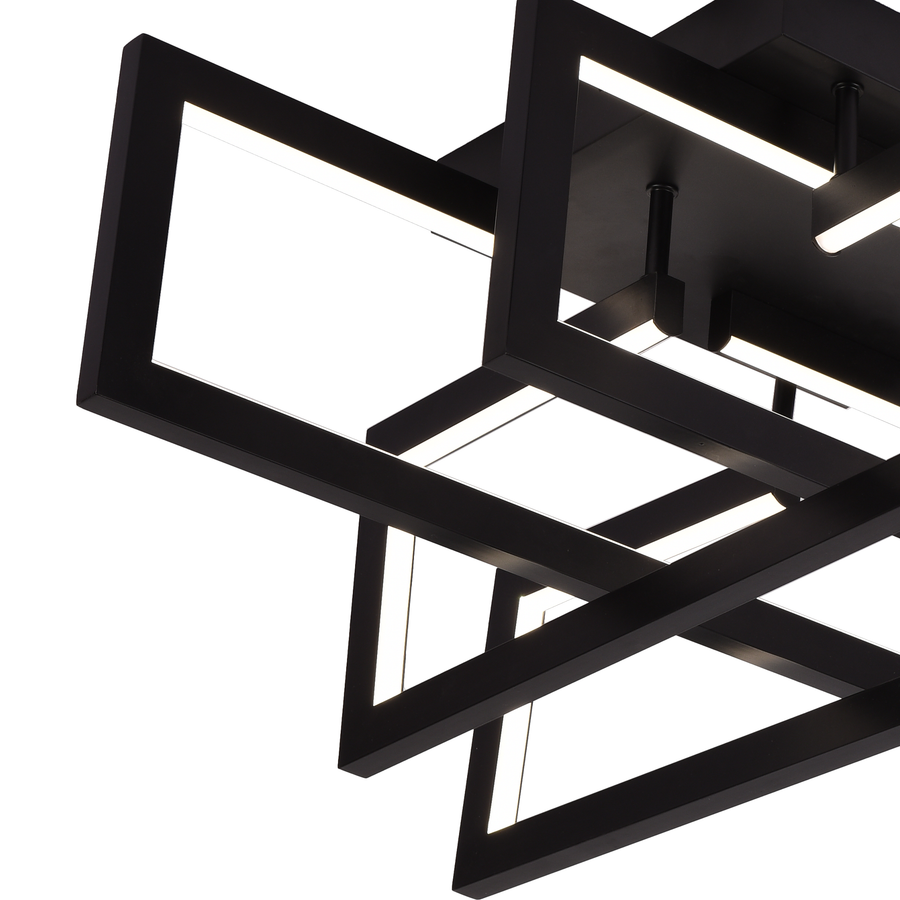 LED luster s diaľkovým ovládaním 98W, 4 Elements, Studené/Teplé/Neutrálne svetlo, Stmievateľné, Čierny