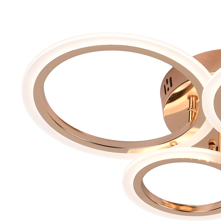 LED luster s diaľkovým ovládaním BETTY 44W, 4 kruhy, studené/teplé/neutrálne svetlo, stmievateľné, lesklé zlato