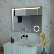 LED zrkadlové snímač Motionglow Francesca 80x60 cm studené svetlo/studené/neutrálne stlmiteľné systémy Zvyšovanie hodín Marcello Funghhi Zbierka