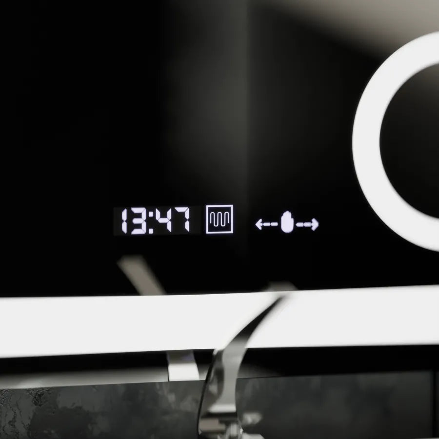 Obdĺžnikové LED zrkadlo, 80x80cm, Souverain MotionGlow Marcello, Demister System, Hodiny & Teplomer, Kozmetická lupa, Stmievateľné