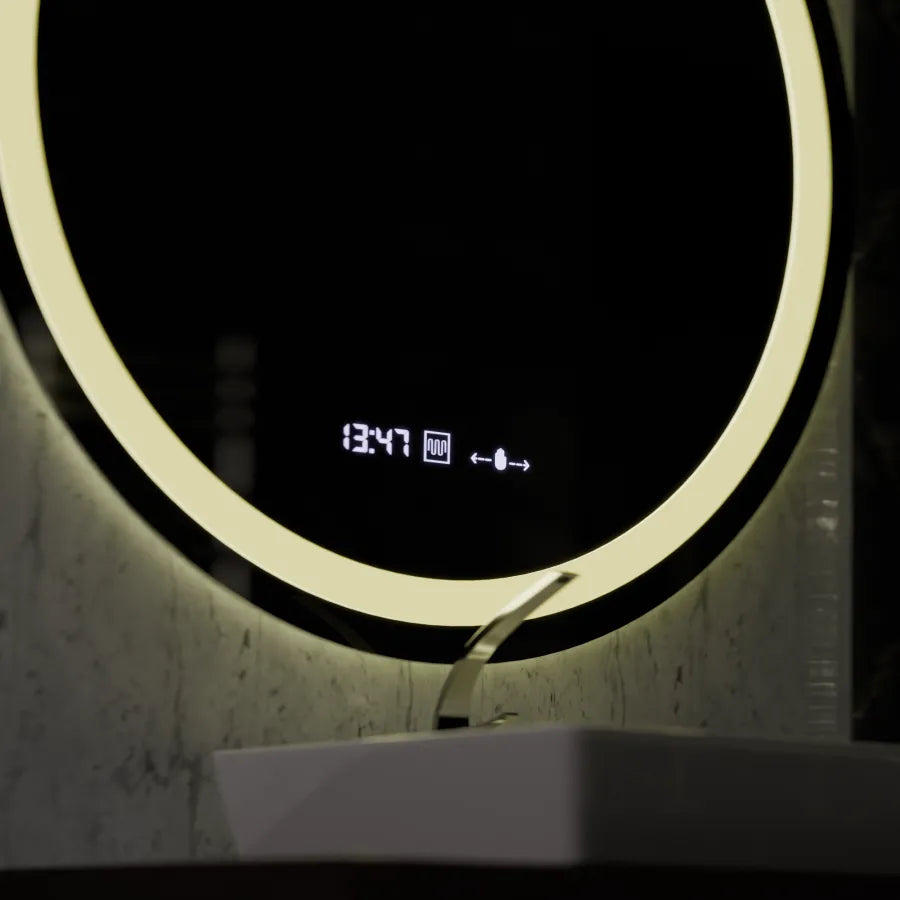 LED okrúhle zrkadlo, 100 cm, Celeste MotionGlow Marcello, Demister System, Hodiny & Teplomer, Stmievateľné