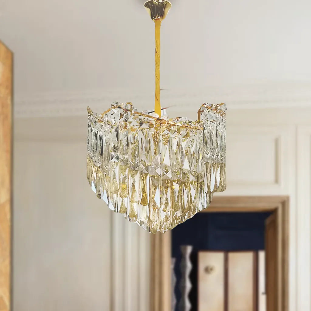 Luster krištáľový topkapi petito 3xe27, priemer 30 cm, lesklé zlato, nastaviteľná výška