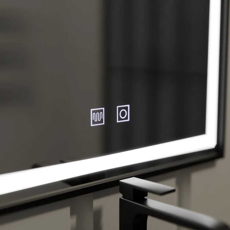 Zrkadlové obdĺžnikové obdĺžnikové 60x90cm hranu Svetlo dotykový systém, čierny rám