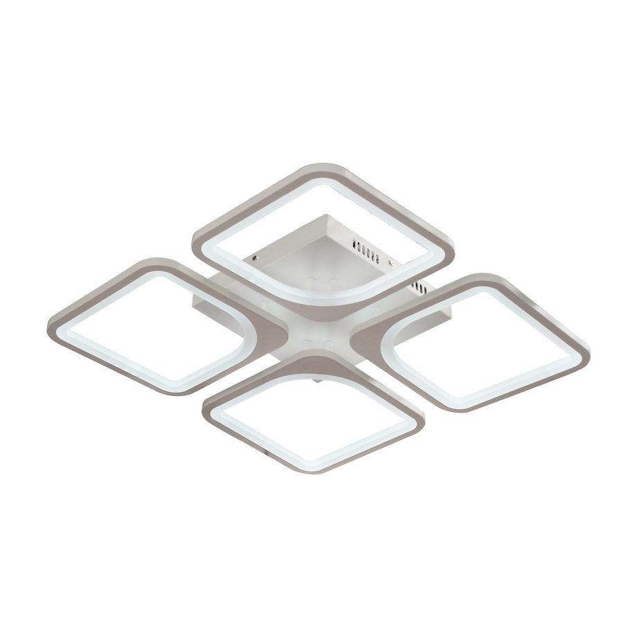 LED luster s diaľkovým ovládaním ZOE 52W, 4 štvorce, studené/teplé/neutrálne svetlo, stmievateľné, biela