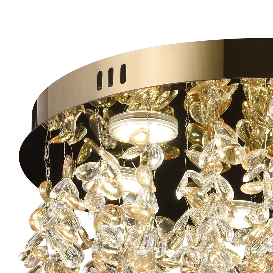 Krištáľový LED luster LLC213/550GD okrúhly, 30W, studené/teplé/neutrálne svetlo, kryštály, lesklé zlato