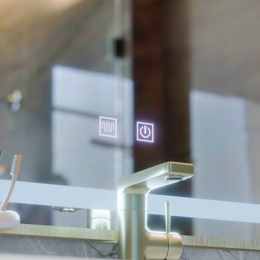 LED Touch Kariri Mirror, 80x60 cm, funkcia odmrazovania, rám s brúsenými ružami