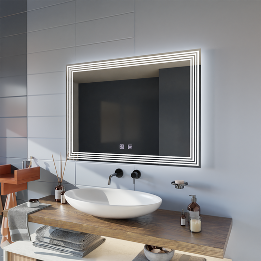 Obdĺžnikové LED zrkadlo, Demist, 80x60cm, ADIS Basic Touch