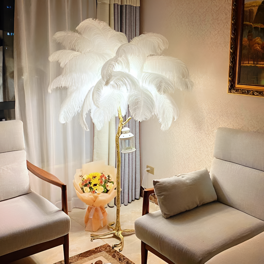 Lampaar Feathers Politidis 1 x E27 170 cm biela