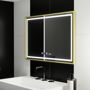 Zrkadlo LED obdĺžnik 100x65cm Verite Royale Gold Motion Glow Glow Marcello Clock Defrition System a Smoteble Therometer