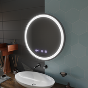 LED dotyk Otto zrkadlo odmrazuje systém, hodiny a teplotu 80 cm Čierny chlpatý rám