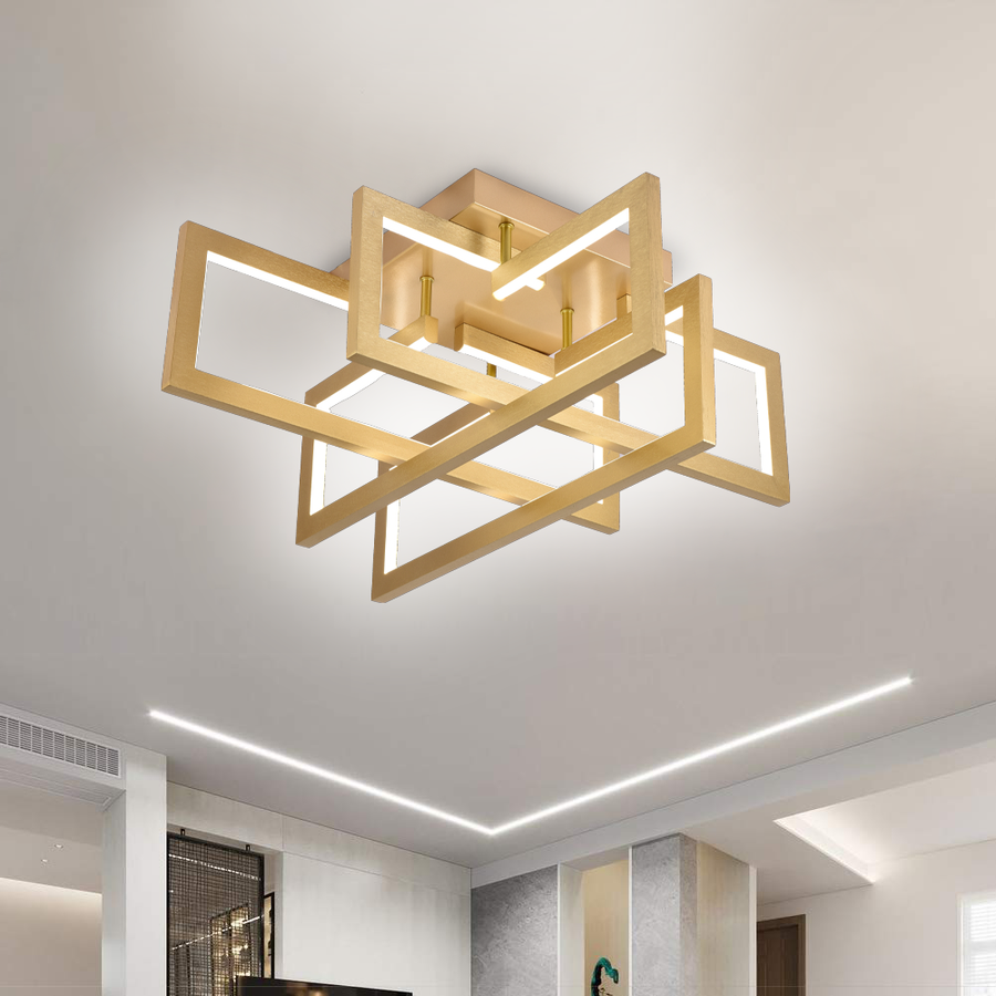 LED luster s diaľkovým ovládaním 98W, 4 prvky, studené/teplé/neutrálne svetlo, stmievateľné, zlaté